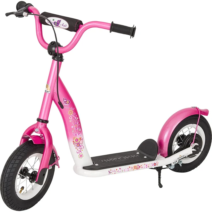 BIKESTAR Roller Kinderroller Tretroller Kickscooter mit Luftreifen für Mädchen ab 4-5 Jahre | 10 Zoll Classic Kinder Scooter | Pink & Weiß – Bild 5