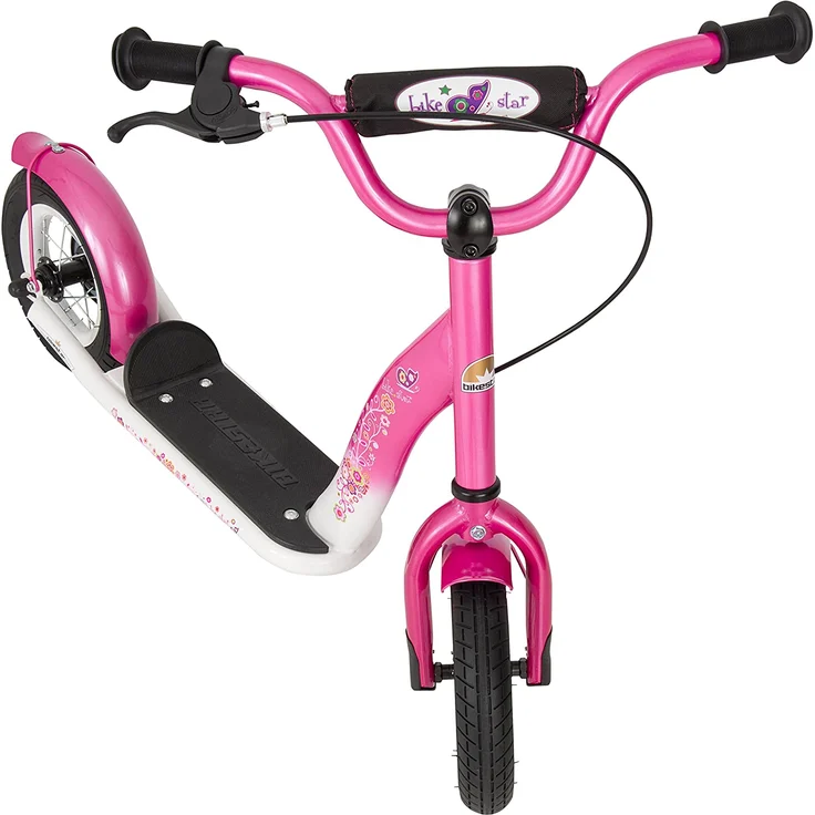 BIKESTAR Roller Kinderroller Tretroller Kickscooter mit Luftreifen für Mädchen ab 4-5 Jahre | 10 Zoll Classic Kinder Scooter | Pink & Weiß – Bild 6