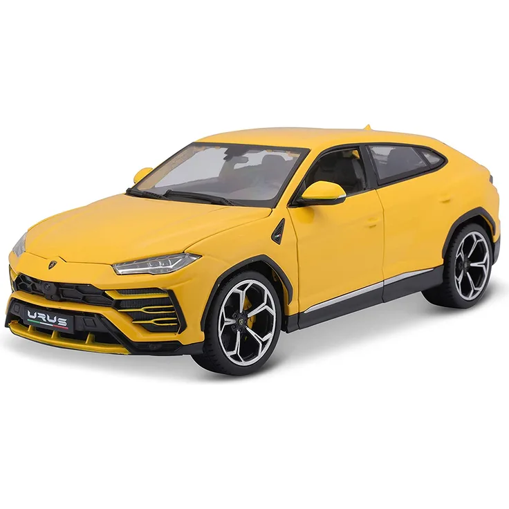 Bburago Lamborghini Urus: Modellauto im Maßstab 1:18, Türen, Kofferraum und Motorhaube zum Öffnen, lenkbar, 26 cm, gelb (18-11042Y)