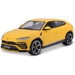 Bburago Lamborghini Urus: Modellauto im Maßstab 1:18, Türen, Kofferraum und Motorhaube zum Öffnen, lenkbar, 26 cm, gelb (18-11042Y)