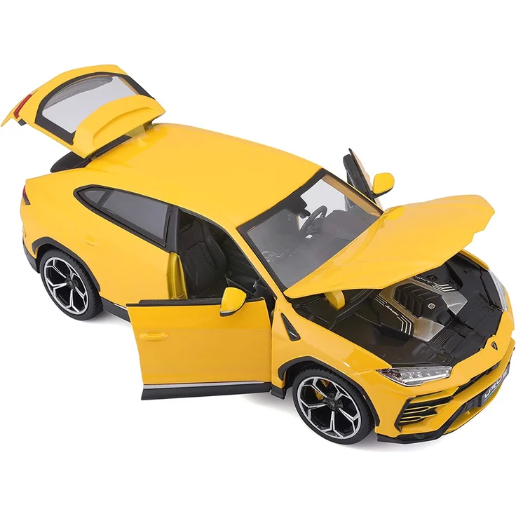 Bburago Lamborghini Urus: Modellauto im Maßstab 1:18, Türen, Kofferraum und Motorhaube zum Öffnen, lenkbar, 26 cm, gelb (18-11042Y) – Bild 4