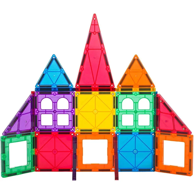Playmags 3D Magnetische Blöcke für Kinder - Magnet Blöcke Lernen Formen, Farben & Alphabet STEM Magnetic Spielzeug entwickelt Motorik und Kreativität-Bunte (32 + 6-teiliges Set)