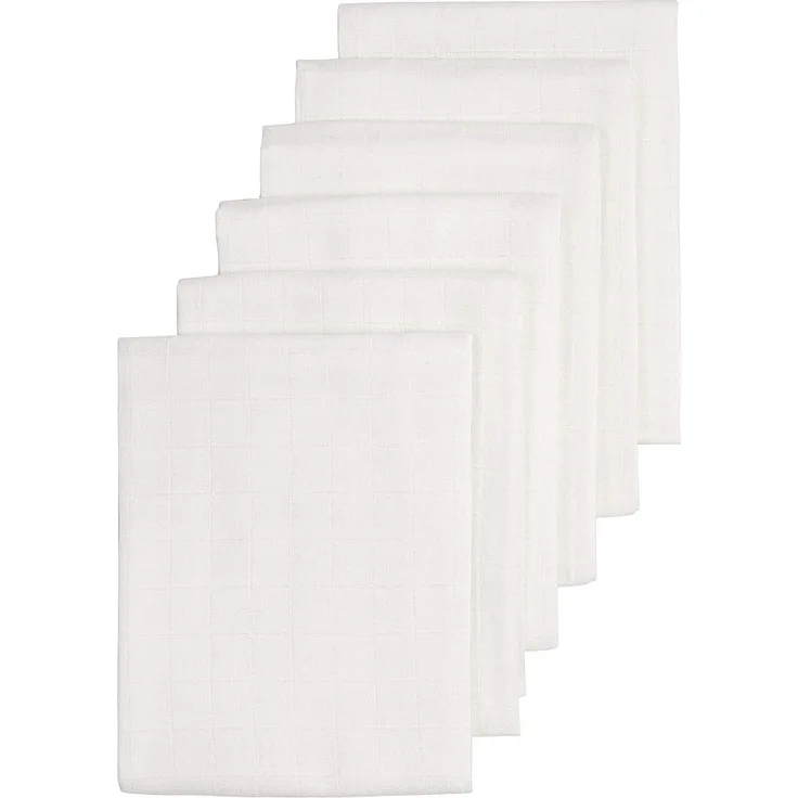 Meyco 452100 6 Stück Stoffwindeln Mullwindeln Musselinwindeln Spucktücher 70x70cm 100% Baumwolle Weiß