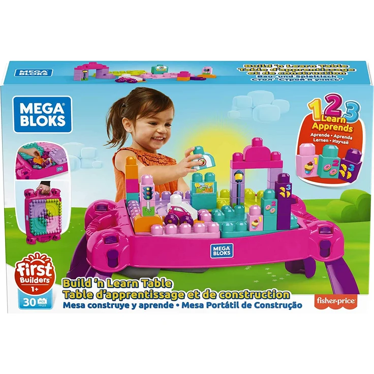 MEGA BLOKS FFG22 - Bau- und Spieltisch rosa, 30 Bausteine, ab 12 Monaten – Bild 8