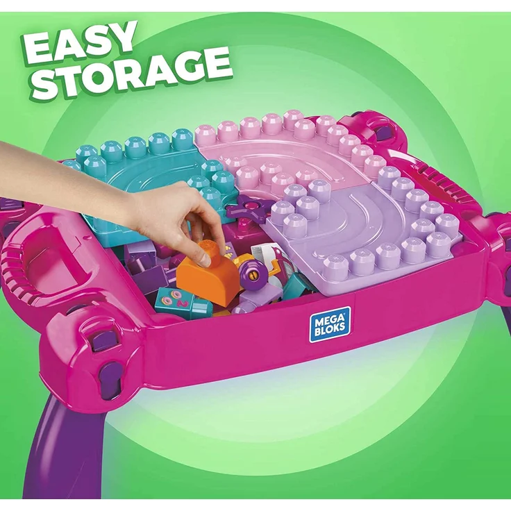 MEGA BLOKS FFG22 - Bau- und Spieltisch rosa, 30 Bausteine, ab 12 Monaten – Bild 4