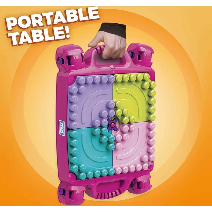 MEGA BLOKS FFG22 - Bau- und Spieltisch rosa, 30 Bausteine, ab 12 Monaten – Bild 5