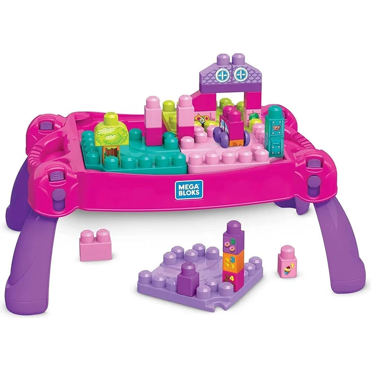 MEGA BLOKS FFG22 - Bau- und Spieltisch rosa, 30 Bausteine, ab 12 Monaten – Bild 1