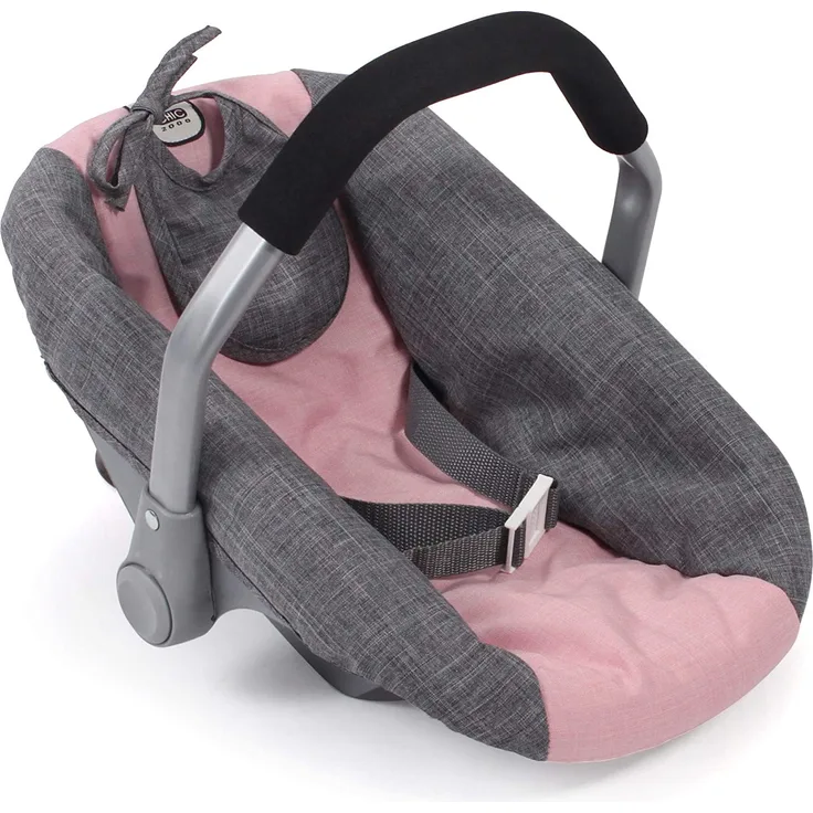Puppenautositz Melange grau-rosa