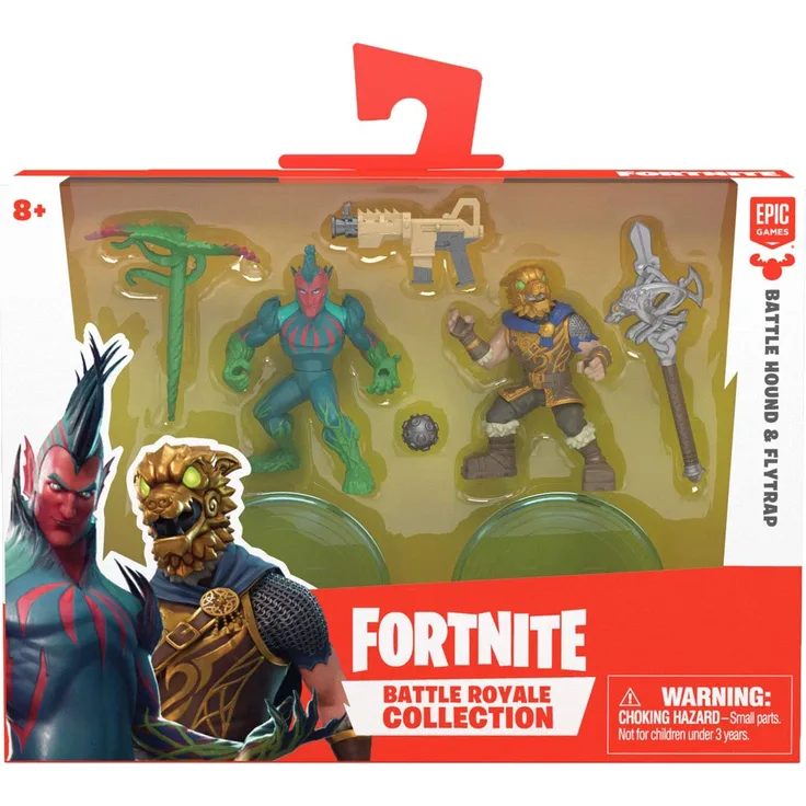 Fortnite 35936 Royale Collection, Duo Figurenset Battle Hound & Flytrap, Actionfiguren Epic-Game, mit Waffen und Ständer, Mehrfarbig