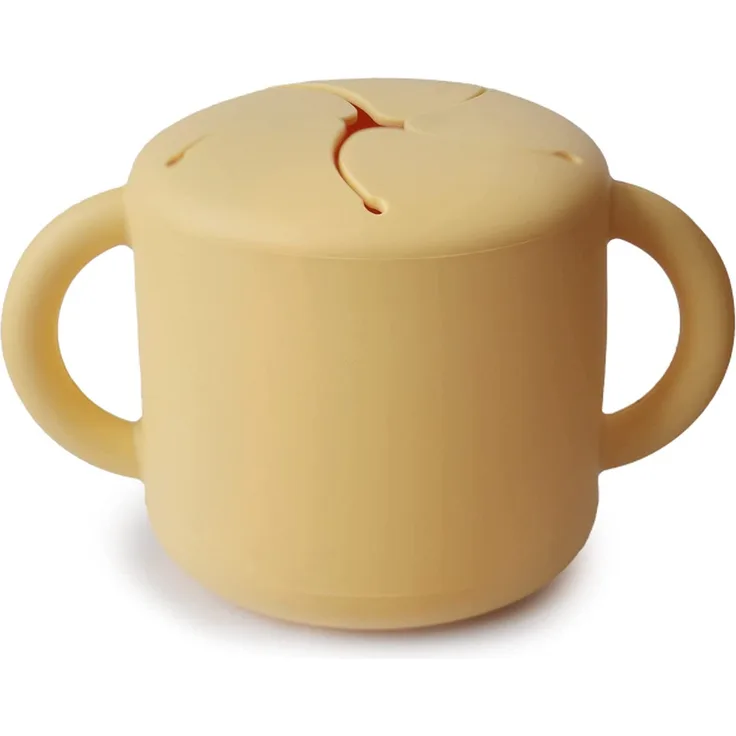 Mushie Snackbecher Silikon | Kinder Brotdose für Unterwegs | Auslaufsicher & Spülmaschinenfest | Leicht zu halten für Kleinkinder | Hochwertige & Langlebige Erstausstattung für Babys | Pale Daffodil