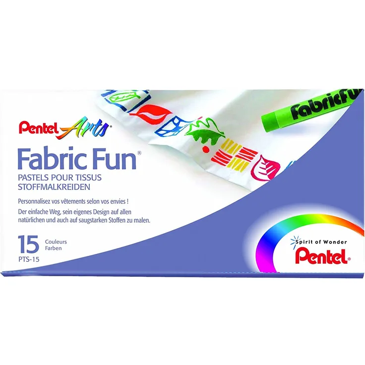 Pentel PTS15/BN15 - Stoffmalkreide 15-er Set inklusiv Konturenstift gratis