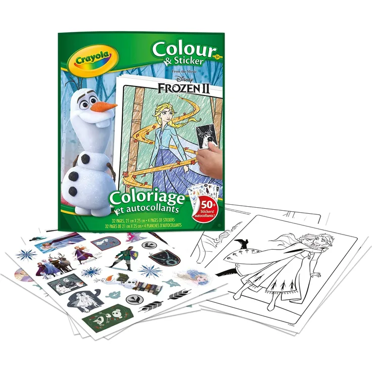 CRAYOLA 256658 The icequeen Frozen 2-Color & Stickerbook, bunt