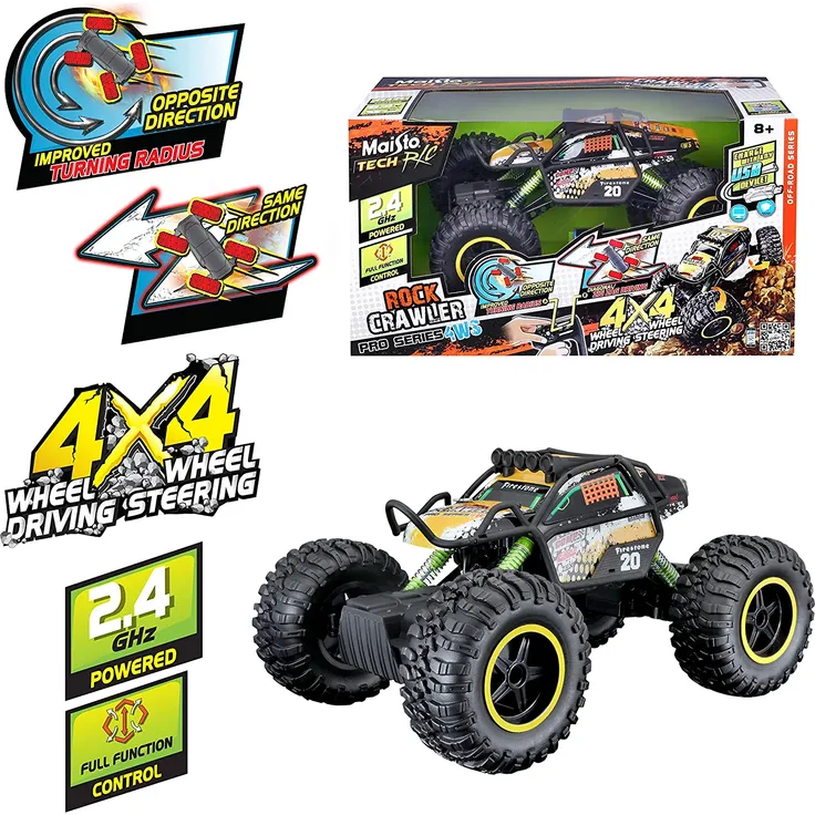 Maisto Tech R/C Rock Crawler Pro Series: Ferngesteuertes Auto in Monstertruck-Ausführung, mit Allradantrieb und Pistolengriff-Fernsteuerung, 38 cm, schwarz (581334) – Bild 10