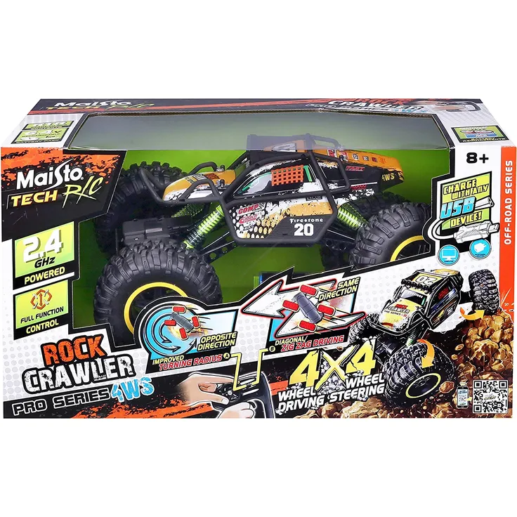 Maisto Tech R/C Rock Crawler Pro Series: Ferngesteuertes Auto in Monstertruck-Ausführung, mit Allradantrieb und Pistolengriff-Fernsteuerung, 38 cm, schwarz (581334) – Bild 7