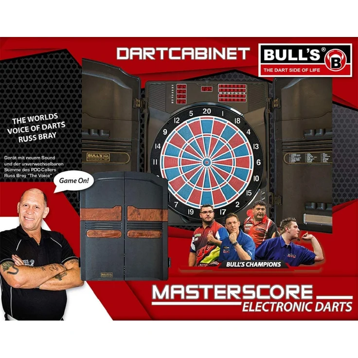 BULL'S RB Master Score Russ Bray Sound Elektronik Dartboard, Schwarz, 58 cm x 100 cm – Bild 4