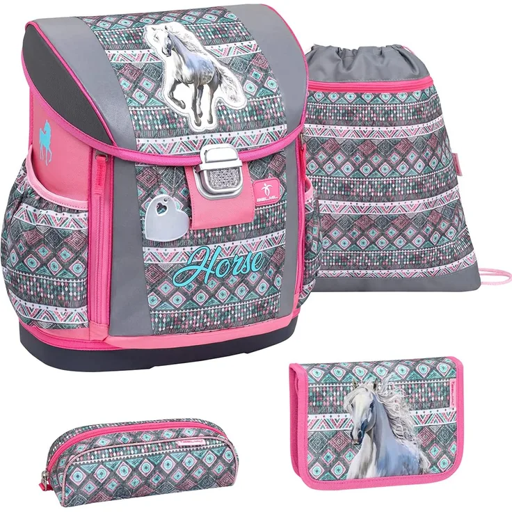 Customize-Me Kätzchen Schulranzen Set 4 tlg. mit Brustgurt + Hüftgurt für Mädchen