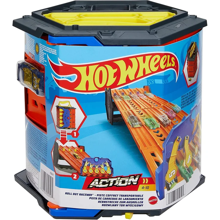 Hot Wheels HGK41 - Rollout Raceway Trackset, lässt sich zu einer fünfspurigen Rennstrecke ausrollen, von 4 bis 10 Jahren – Bild 6