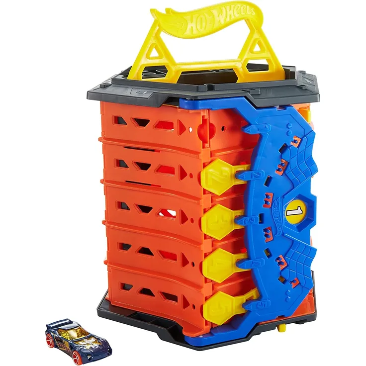 Hot Wheels HGK41 - Rollout Raceway Trackset, lässt sich zu einer fünfspurigen Rennstrecke ausrollen, von 4 bis 10 Jahren
