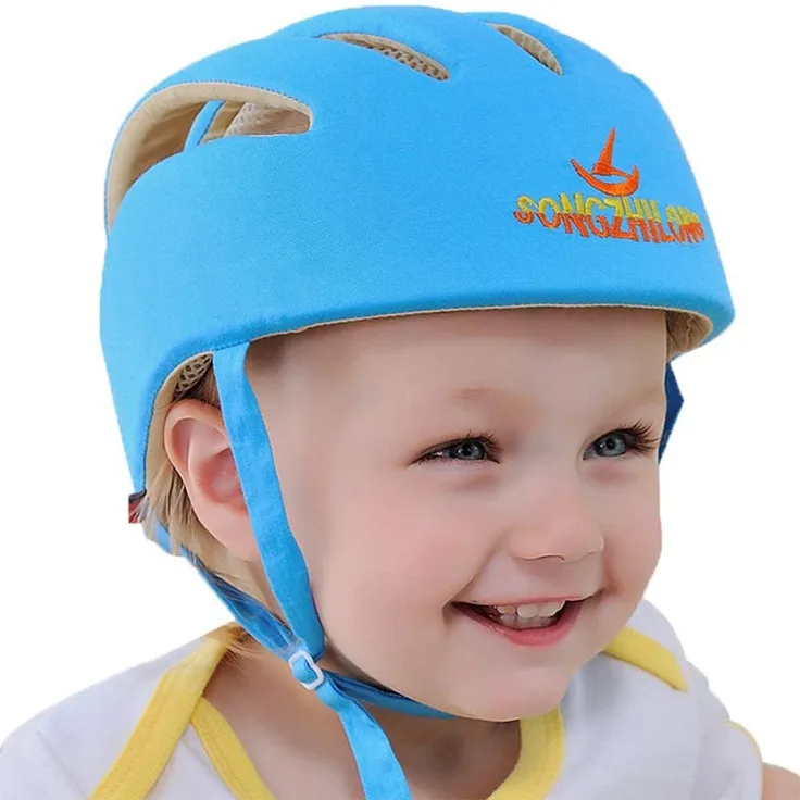 IULONEE Baby Helm Kleinkind Schutzhut Kopfschutz Baumwolle Hut Verstellbarer Schutzhelm Blau