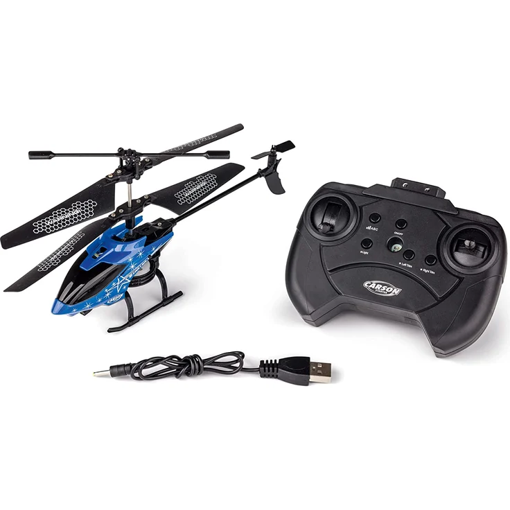 Carson 500507165 Starter Tyrann 230 IR 2Ch RTF Cyan Helikopter, Hubschrauber, für Einsteiger, RC Heli, ferngesteuertes Spielzeug, Night Blue – Bild 1