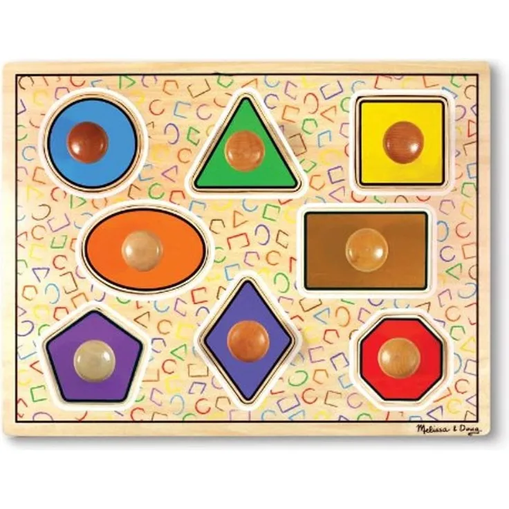 Melissa & Doug Holzpuzzle mit großem Knauf - Geometrische Formen (8 Teile)