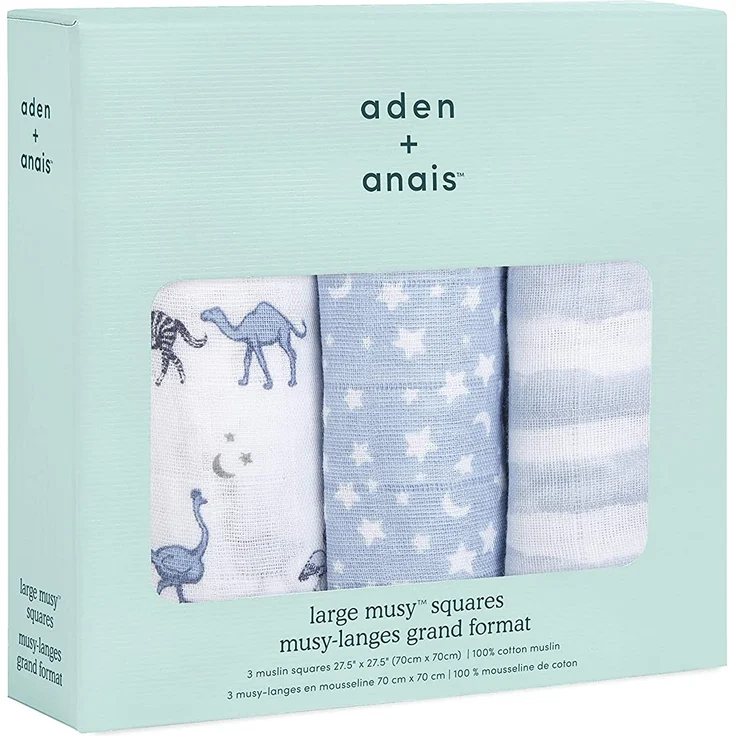 aden + anais Musy Squares Baumwoll-Musselin, aufsteigender Stern - 3 Stück – Bild 2