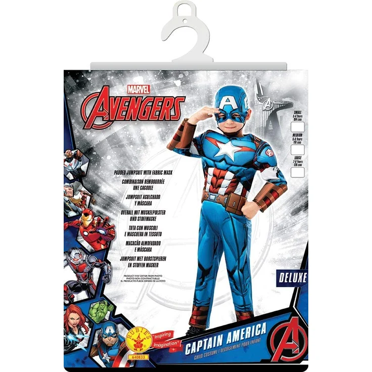 Rubie 's 640833 M Marvel Avengers Captain America Deluxe Kind Kostüm, Jungen, Medium – Bild 2