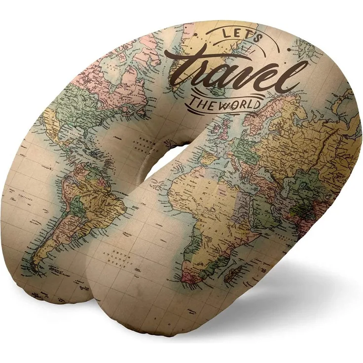 I-Total reisekissen Maps 30 x 27 cm Polyester beige