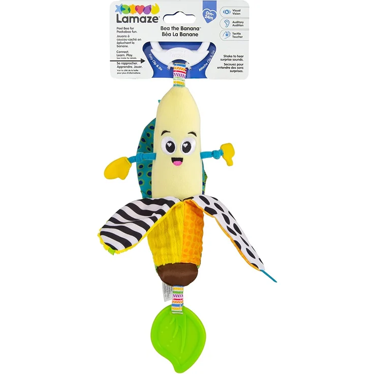Lamaze Clip & Go Bea die Banane, Neugeborenes Kinderspielzeug für Kinderwagen, sensorisches Spielzeug für Babys mit Farben und Geräuschen, Entwicklungsspielzeug für Jungen und Mädchen ab 0 Monaten – Bild 2