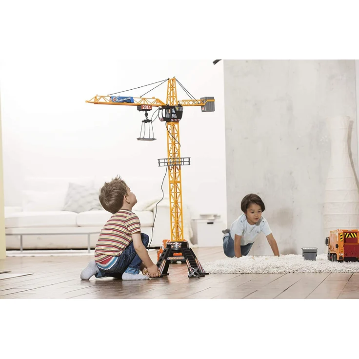 Dickie Toys Mega Crane, elektrischer Kran mit Fernbedienung, für Kinder ab 3 Jahren, 120 cm hoch, mit Greifarm, Seilwinde, Kabine, Ladeplattform – Bild 3