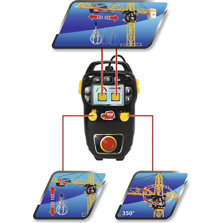 Dickie Toys Mega Crane, elektrischer Kran mit Fernbedienung, für Kinder ab 3 Jahren, 120 cm hoch, mit Greifarm, Seilwinde, Kabine, Ladeplattform – Bild 5