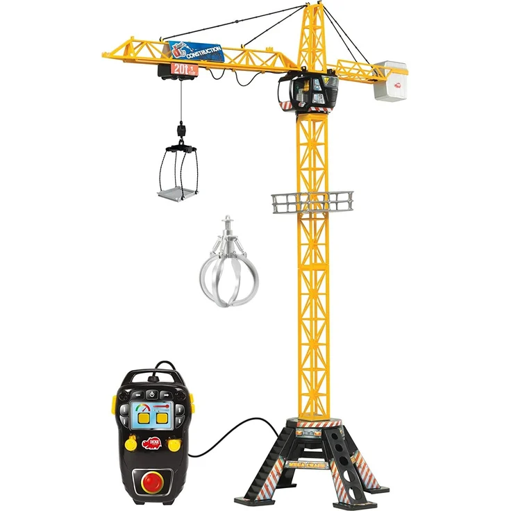 Dickie Toys Mega Crane, elektrischer Kran mit Fernbedienung, für Kinder ab 3 Jahren, 120 cm hoch, mit Greifarm, Seilwinde, Kabine, Ladeplattform – Bild 2