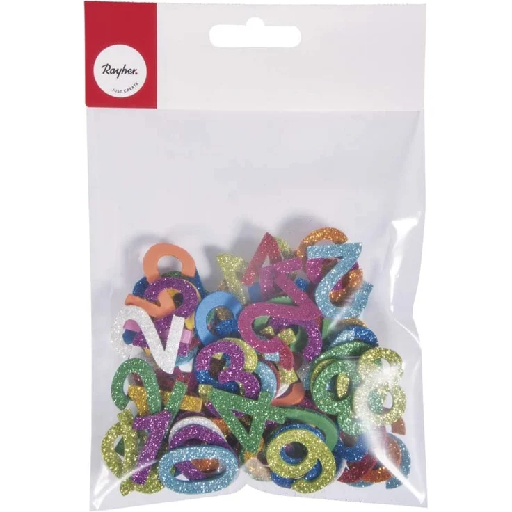 Moosgummi Zahlen mit Glitter, 100 Stück – Bild 2