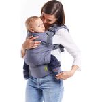 Boba X Babytrage Neugeborene ab Geburt - 2 Tragepositionen Mit Blick zum Baby und als Rucksack Kindertrage 3-20kg, Mit Kreuzbaren Trägern, Inklusive Schlafkapuze als Sonnenschutz (Grau)