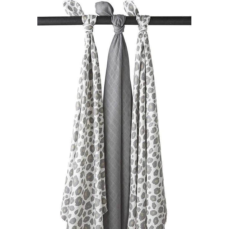 Meyco Panter Swaddle Neutral / Uni Grau 3 Stück Grau