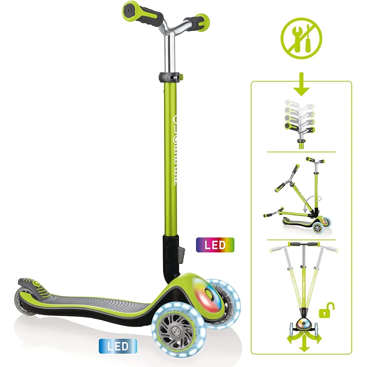 Scooter Globber Elite Prime grün mit Leuchtrollen u. Leuchtdeck – Bild 2