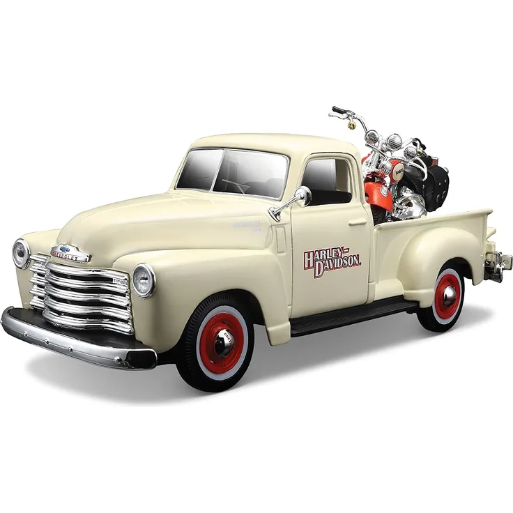 Maisto M32194 1:24 Harley Davidson Chevrolet 3100 Pickup mit FLSTS Heritage Springer Chevy