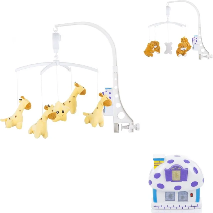 Chipolino Musik Mobile kleine Tiere, abnehmbare Plüschtiere Nachtlicht Spieluhr gelb