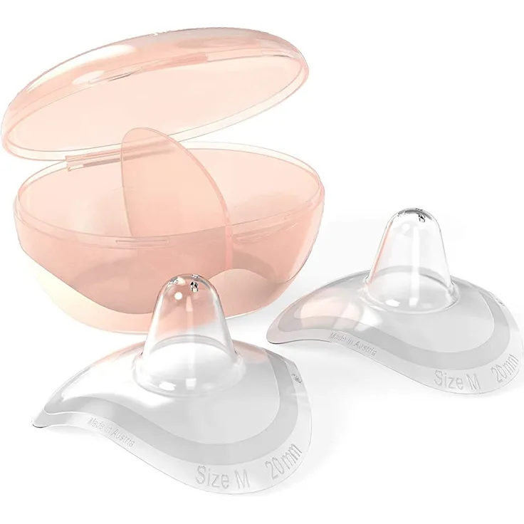 nip first moments Stillhütchen, Brusthütchen zum Stillen, Größe L, 24 mm, 2 Stück, für ein natürliches Trinkgefühl, mit Aufbewahrungsbox
