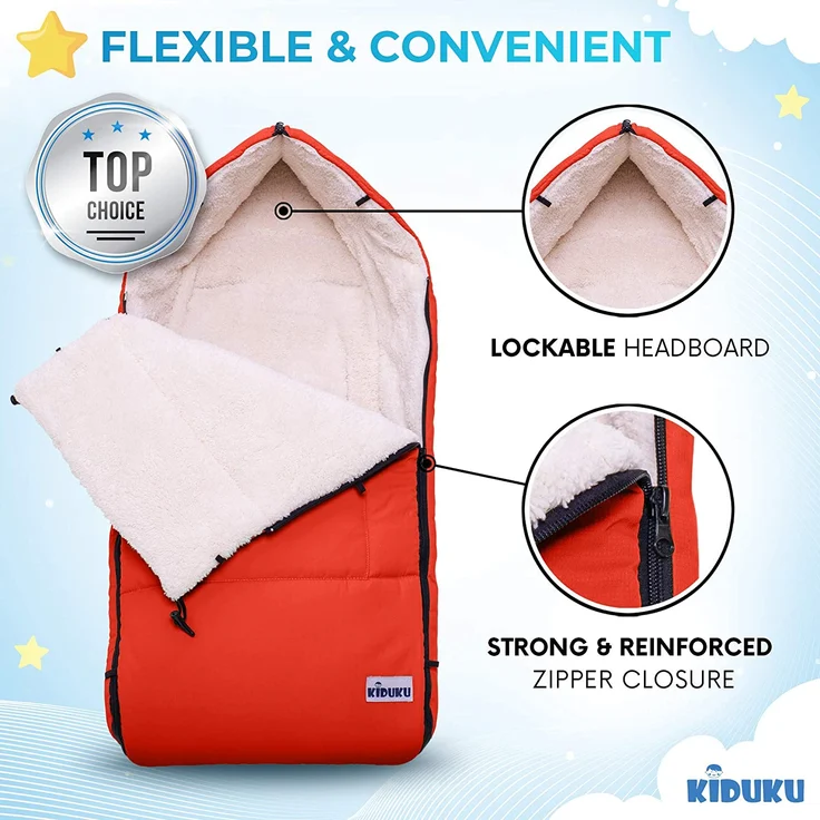 KIDUKU® Babyfußsack Rot Baby Winterfußsack Kinderfußsack Fußsack Winter Kinderwagen Buggy – Bild 4