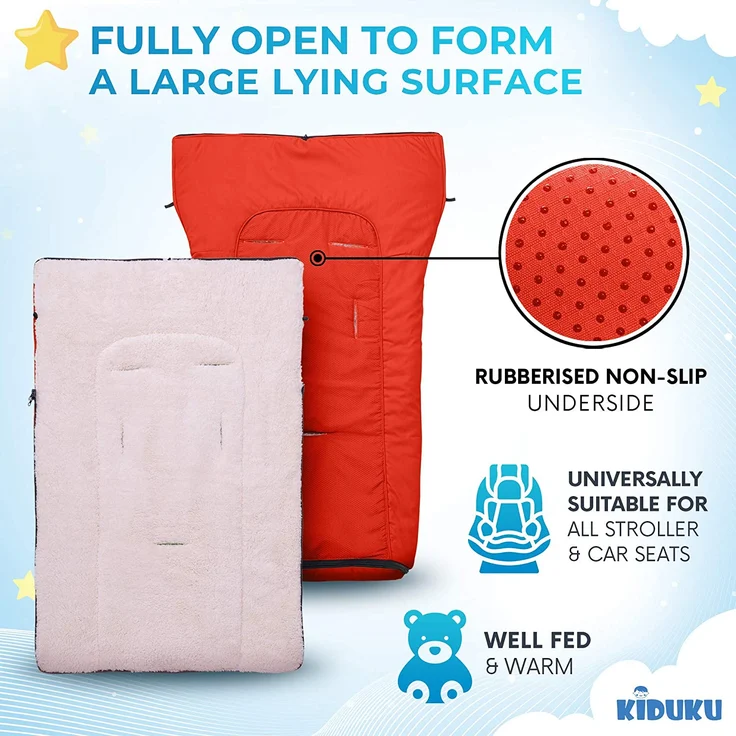 KIDUKU® Babyfußsack Rot Baby Winterfußsack Kinderfußsack Fußsack Winter Kinderwagen Buggy – Bild 5