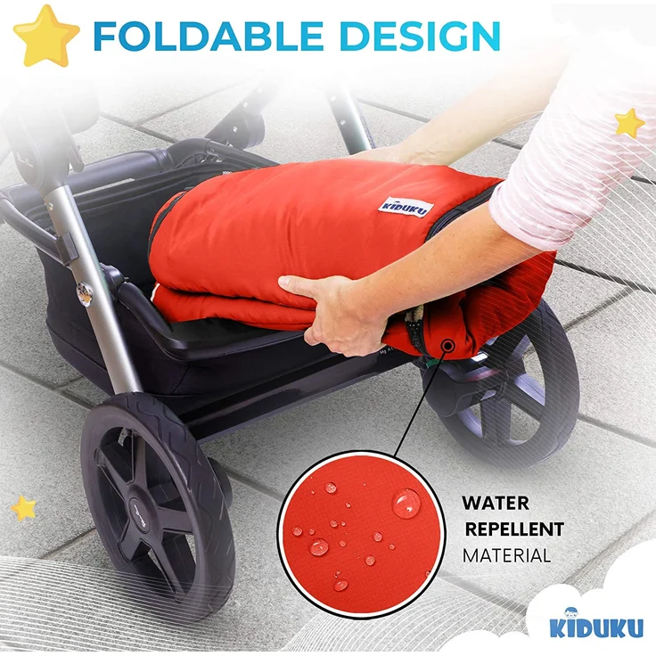 KIDUKU® Babyfußsack Rot Baby Winterfußsack Kinderfußsack Fußsack Winter Kinderwagen Buggy – Bild 7
