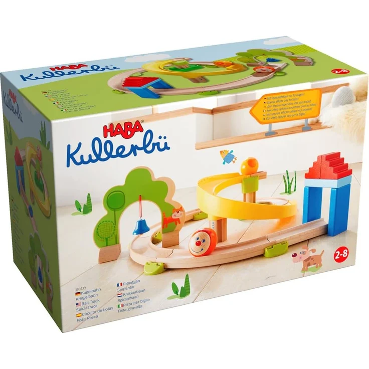 HABA 300439 - Kugelbahn Kullerbü - Kringelbahn, Holzkugelbahn mit vielen Kurven und Glöckchentor, Spielzeug ab 2 Jahren – Bild 7
