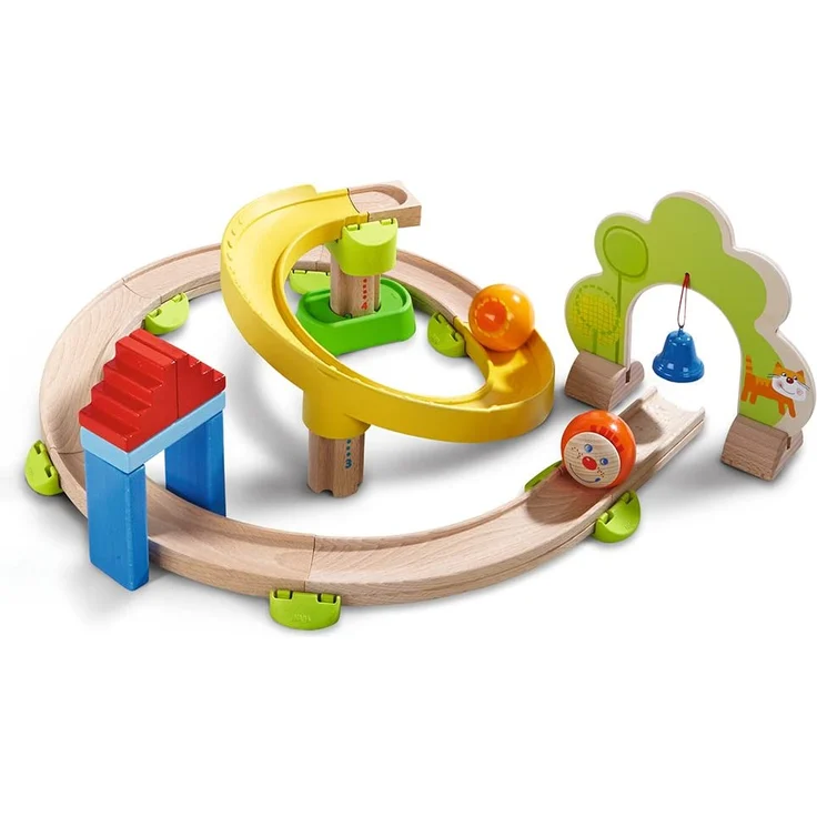 HABA 300439 - Kugelbahn Kullerbü - Kringelbahn, Holzkugelbahn mit vielen Kurven und Glöckchentor, Spielzeug ab 2 Jahren – Bild 1