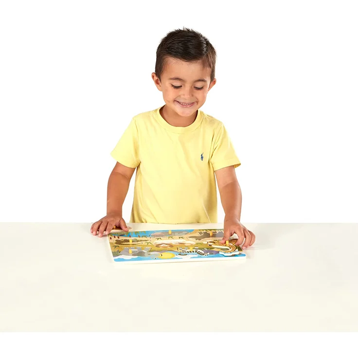 Melissa & Doug Steckpuzzle aus Holz - Safaritiere (7 Teile) – Bild 6