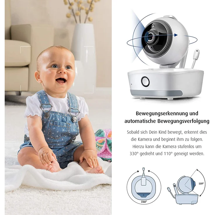 Reer 'BabyCam XL', 330° Video, Babyphone, 4,3 TFT Monitor, Nachtlicht, Wiegenlied – Bild 2