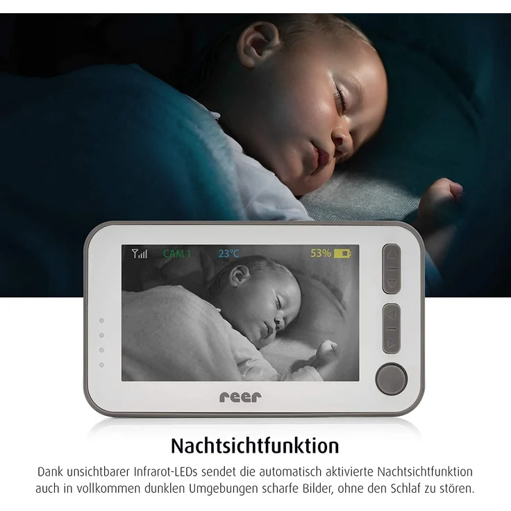Reer 'BabyCam XL', 330° Video, Babyphone, 4,3 TFT Monitor, Nachtlicht, Wiegenlied – Bild 3
