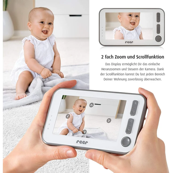 Reer 'BabyCam XL', 330° Video, Babyphone, 4,3 TFT Monitor, Nachtlicht, Wiegenlied – Bild 4