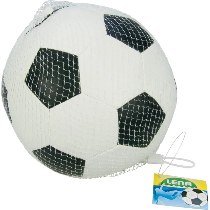 Lena 62178 Soft Fußball aus Schaumstoff, weicher Ball ca. 18 cm, Spielball für Kinder ab 1 Jahr, Softball zum Spielen und Baden, elastischer und strapazierfähiger Schaumstoffball, Weiß, Schwarz
