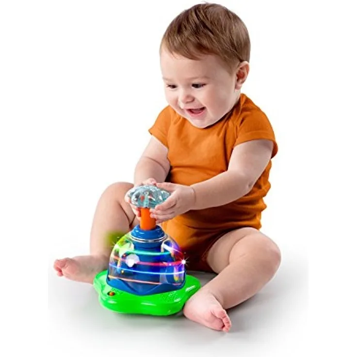 Bright Starts, Musikspielzeug Kreisel mit blinkenden Lichtern und Melodien, fördert die Motorik und das Verstehen von Ursache und Wirkung